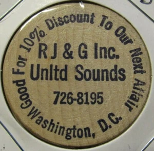 Vintage R.J.&G. Inc. Washington D.C. Wooden Nickel - Token Washington DC - Picture 1 of 2