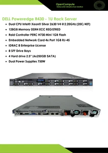 Dell PowerEdge R430 intel xeon 2xE5-2690 V3 @2.6Ghz/128Go RAM/4 Disk - Photo 1/5