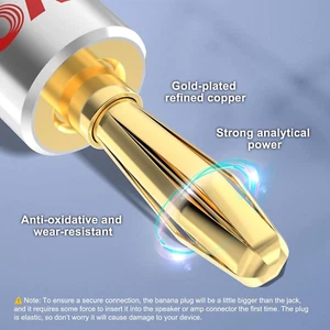 Speaker Banana Plugs 6 Pairs/12 Pcs, 24K Gold Plated Dual-Screw Type Speaker ... - Picture 1 of 1