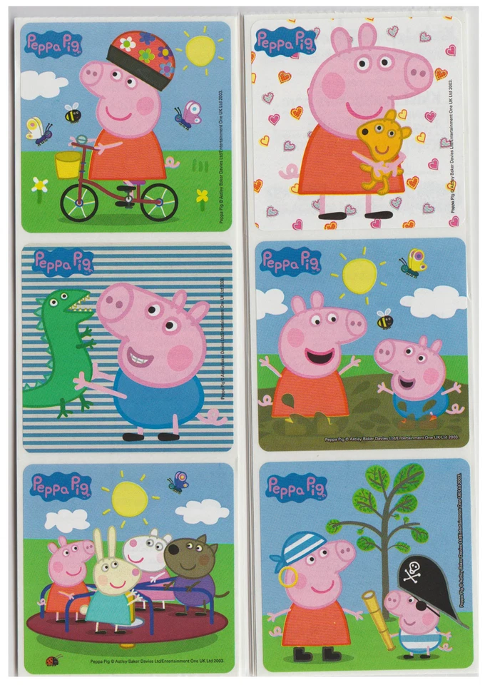 SANDYLION 25 Peppa Pig (Licensed) Stickers, 2.5" x 2.5" each, Party Favors
