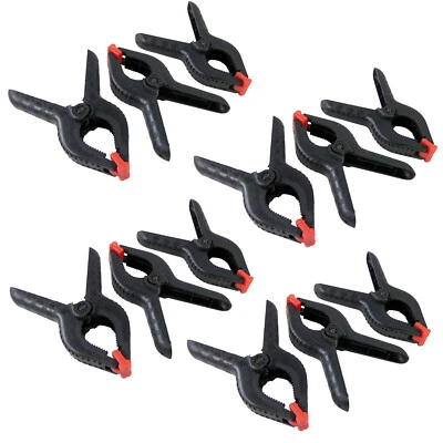 TOOLTIME - AMTECH PACK OF 12 LARGE 6" HEAVY DUTY PLASTIC SPRING CLAMPS 3 YEAR WARRANTY