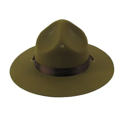 Olive Green Park Forest Ranger Hat Outdoor Cap Adult Trooper Costume Accessory - Image 1 of 4