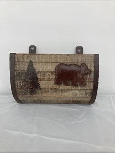 Rustic Wood Wall-Mount Mailbox With Bear & Pine Tree Accents - Picture 1 of 16