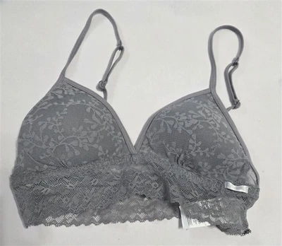 Bralette triángulo de encaje desnudo Calvin Klein XS QF4239 gris 127500 nuevo sin etiquetas Foto 1 de 2