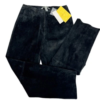 Pantalones Jessica Holbrook Gamuza Cintura Alta Pierna Recta Negros Nuevos con Etiquetas Talla 14 Foto 1 de 4