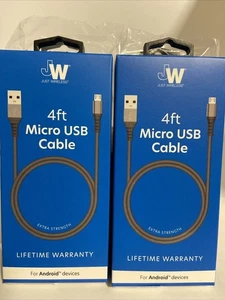 (4)JUST WIRELESS JW 4 FT. MICRO USB CABLE FOR ANDROID DEVICES EXTRA STRENGTH - Picture 1 of 1