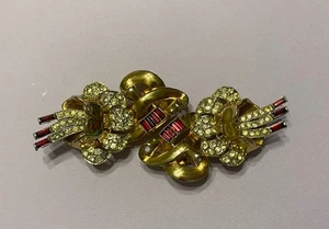 Antike/Vintage Coro Duette Kleid Clip Brosche ohne Rahmen unsigniert - Bild 1 von 8