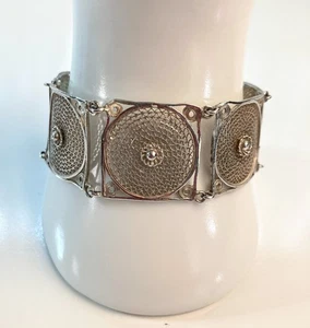 Vintage 925 Filigran Armband Größe 7,75" Wt. 16,6g schöner Verschluss & poliert - Bild 1 von 10