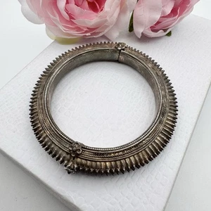 Vintage Rajasthan India  Silver Kada Screw Closure Bangle Bracelet Size 6.25" - Imagen 1 de 9