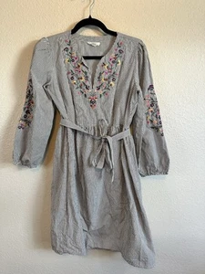 Seraphine Embroidered Summer Maternity Dress Size 4 pumping Or Nursing Striped - Picture 1 of 10