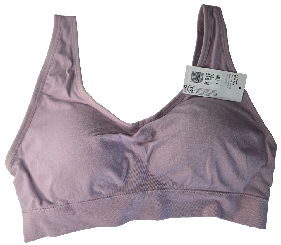 Novo com etiquetas alça regata elástica de algodão jóquei Bralette grande L rosa - Imagem 1 de 4