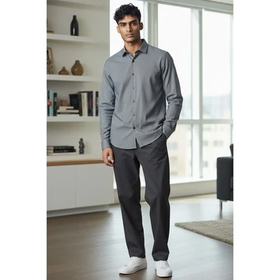 Camisa de vestir ajustada de rendimiento Alfani para hombre a rayas fácil cuidado talla 16 34 35 Foto 1 de 4