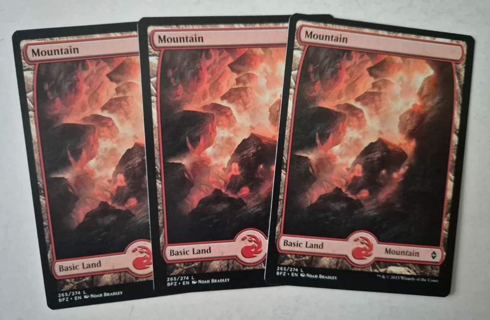 Magic The Gathering - MTG - Mountain - Battle for Zendikar - Full Art x 3 - NM - Image 1 of 1