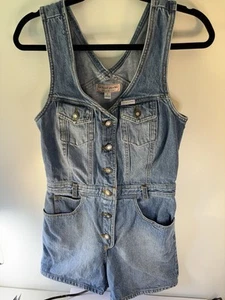 Guess Jeans Shorts Denim Jumpsuit One Piece Y2K. Vintage Red Triangle. Women - Picture 1 of 9
