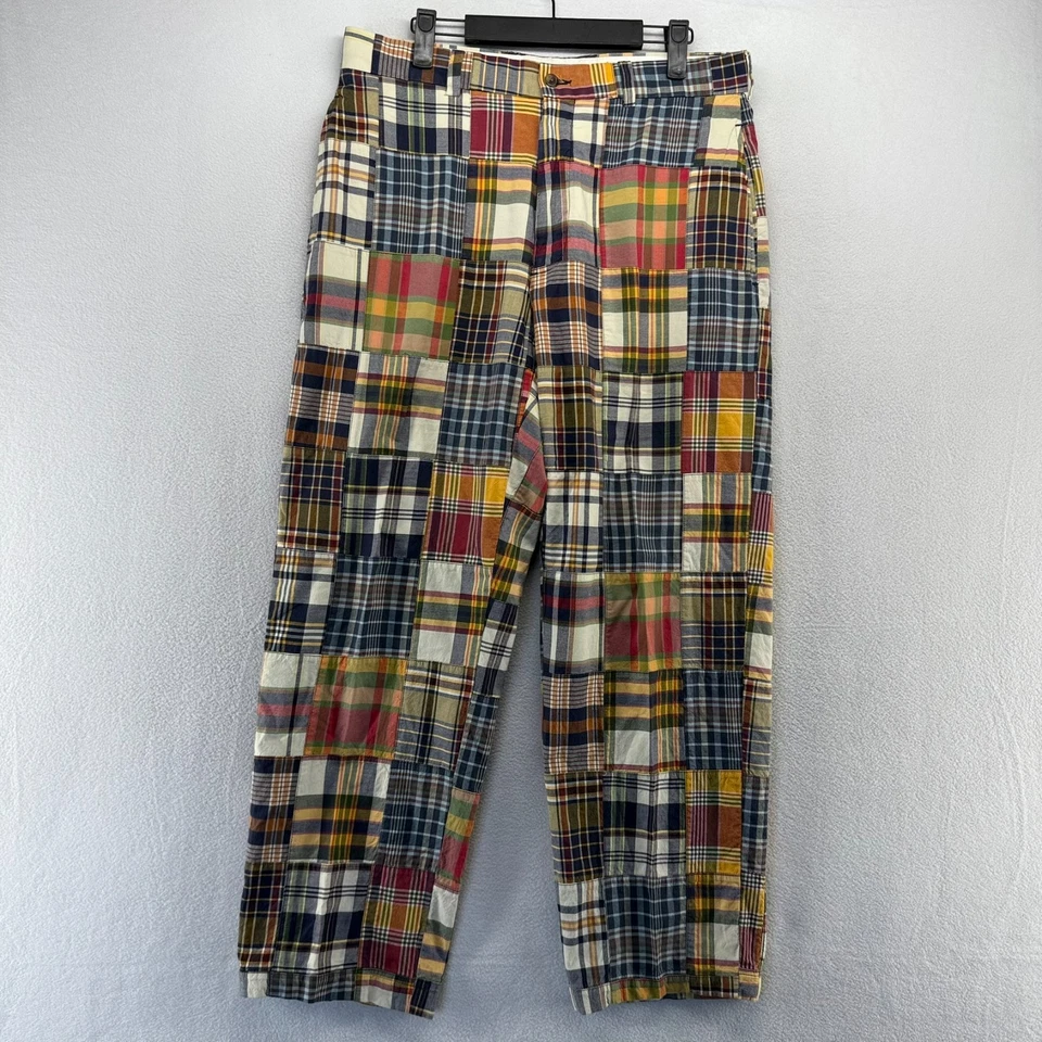 Brooks Brothers Pants Men's 33x32 Fits 33x29 Colorful Patchwork Madras Vintage - Image 1 of 4