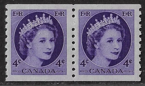 Canada Coil Stamps — Pair — 1954, Elizabeth II #347 MNH Ref. 2163 - Picture 1 of 2