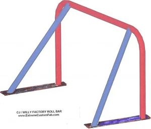 CJ JEEP FACTORY ROLL BAR KIT WILLYS CJ5 CJ7 CJ2 CJ3 CJ8 AMC ROLL CAGE M38 - Foto 1 di 8