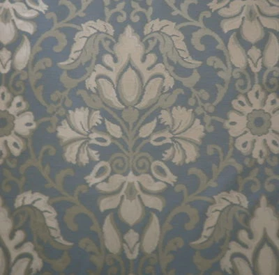 DONGHIA/RODOLPH Opulence viscose silk linen damask mediterranean blue  2 yds new - Image 1 of 3