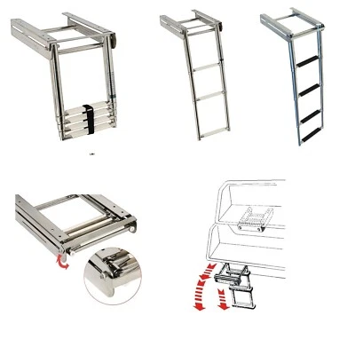 SCALETTE DA PLANCETTA A SCOMPARSA TOTALE IN INOX - 4 MODELLI - NAUTICA BARCA - Immagine 1 di 2