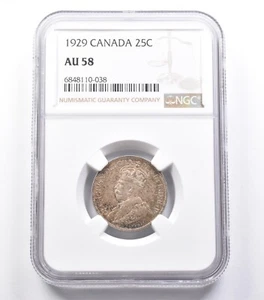 AU58 1929 Canada 25 Cents NGC Beautifully Toned *5320 - Picture 1 of 3