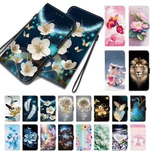Flower Butterfly Cat Bear Wallet Phone Case for Samsung A10 A20 A40 A50 A80 A90 - Picture 1 of 32