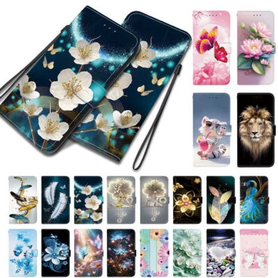 Flower Butterfly Cat Bear Wallet Phone Case for Samsung A10 A20 A40 A50 A80 A90 - Image 1 of 4