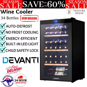 Devanti 34 Bottles Wine Cooler Compressor Chiller Champagne Fridge Cabinet Black - Picture 1 of 12