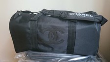 ACHANEL VIP Gift Duffle Bag Travel Gym Shoulder RemovableStrap Black Stitch Logo