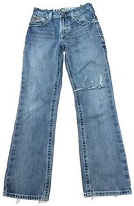 Ariat B4 Relaxed Fit Denim Jeans Youth Boys Size 14 Blue Jeans Adjustable Waist - Picture 1 of 9