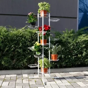 Blumentreppe Pflanzentreppe 11 Blumenständer Weiß Metall Pflanzen Regal - Bild 1 von 5