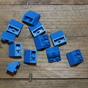 LEGO 3660 Bright Blue Brick Slope Inverted 45 2x2 with Flat Bottom Pin Qty 11 - Picture 1 of 2