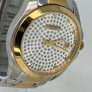Akribos XXIV Watch AK477TTG Gold & Silver Tone Bling Sparkly Dial NEW BATTERY - Picture 1 of 11