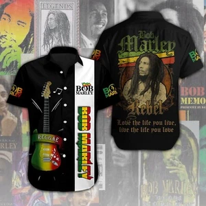Bob Marley Short Sleeve Dress hawaiian shirt - Picture 1 of 2