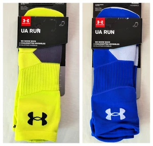 Under Armour UA Run No Show Socks Large yellow-Blue Training Gym Athletic - Picture 1 of 1