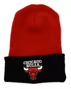 Gorro de invierno Chicago Bulls años 90 rojo negro hecho en EE. UU. Rossmor Industries - Imagen 1 de 5