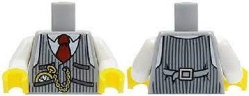 LEGO Minifigure Torso Train Conductor Body 2 Sided Pinstriped Vest Pocket Watch - Image 1 of 1