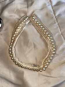 Vintage 1950's 5 Rows Champange Faux Pearl Collar - Picture 1 of 4