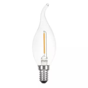 LED Filament Windstoß Kerze 1W = 15W E14 klar Retro Cosy extra warmweiß 2200K - Bild 1 von 3