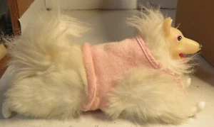 Vintage Mattel Barbie Doll Snowball Her Pet Dog White Faux Fur 1990 w/Sweater - Picture 1 of 18