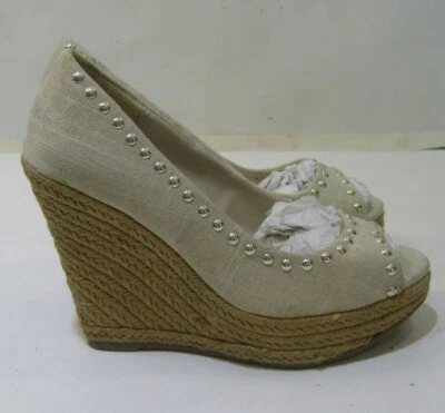 Soda IVORY 4.5"High Wedge Heel PEEP Toe  Shoes WOMEN Size  9 - Image 1 of 4