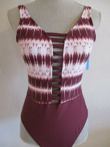 NUEVO CON ETIQUETAS TRAJE DE BAÑO DE UNA PIEZA CON DETALLE FRONTAL ABIERTO EN EL AZUL TALLA 6 PINOT & TIE DYE - Imagen 1 de 8