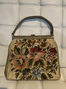 Vintage Petit Point JR Florida Embroidered Floral Purse Julius Resnick 60s 50s - Picture 1 of 20