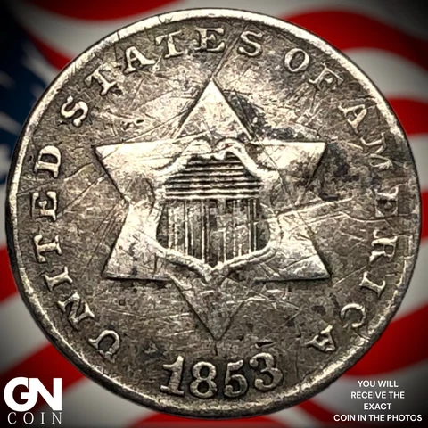 1853 3 Cent Silver Piece  Q8124 Cover