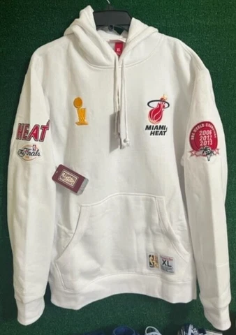 Men's Mitchell & Ness NBA Miami Heat Champ City White Rare Hoodie Size XL Cover