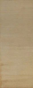 Elegant Handcrafted Gabbeh Solid Beige Wool Runner Rug- Limited Edition" 3x10 ft - Picture 1 of 17