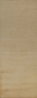 Elegant Handcrafted Gabbeh Solid Beige Wool Runner Rug- Limited Edition" 3x10 ft - Image 1 of 4