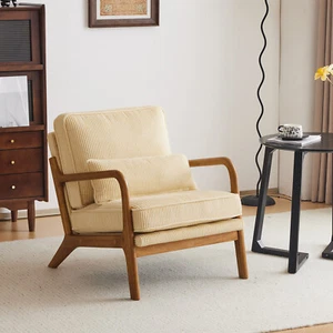 Fabric Wooden Chair Single Sofa Comfy Upholstered for Living Room Office Store - Picture 1 of 26