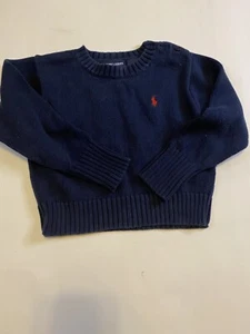 Ralph Lauren kids pullover sweater Blue/ 3 Button Shoulder/ Cable Knit/size/2T - Picture 1 of 3