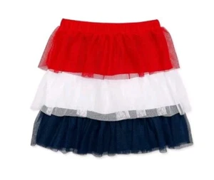 Girls Patrioic Red, White, & Blue Mesh Tulle Skirt Size XS (4-5) - Picture 1 of 3