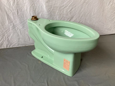 Vtg Crane NOS Pale Jade Green Flushometer Toilet Elongated Bowl We Ship  268-23E Cover